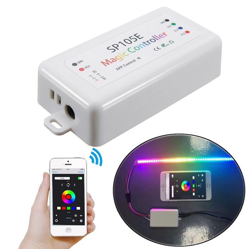 VIPMOON SP105E Wireless Bluetooth Controller, LED Light Controller DC5V~24V WS2812B Controller for WS2811 WS2812B SK6812 LED Strip Pixel Module Panel Lamp - Image 4